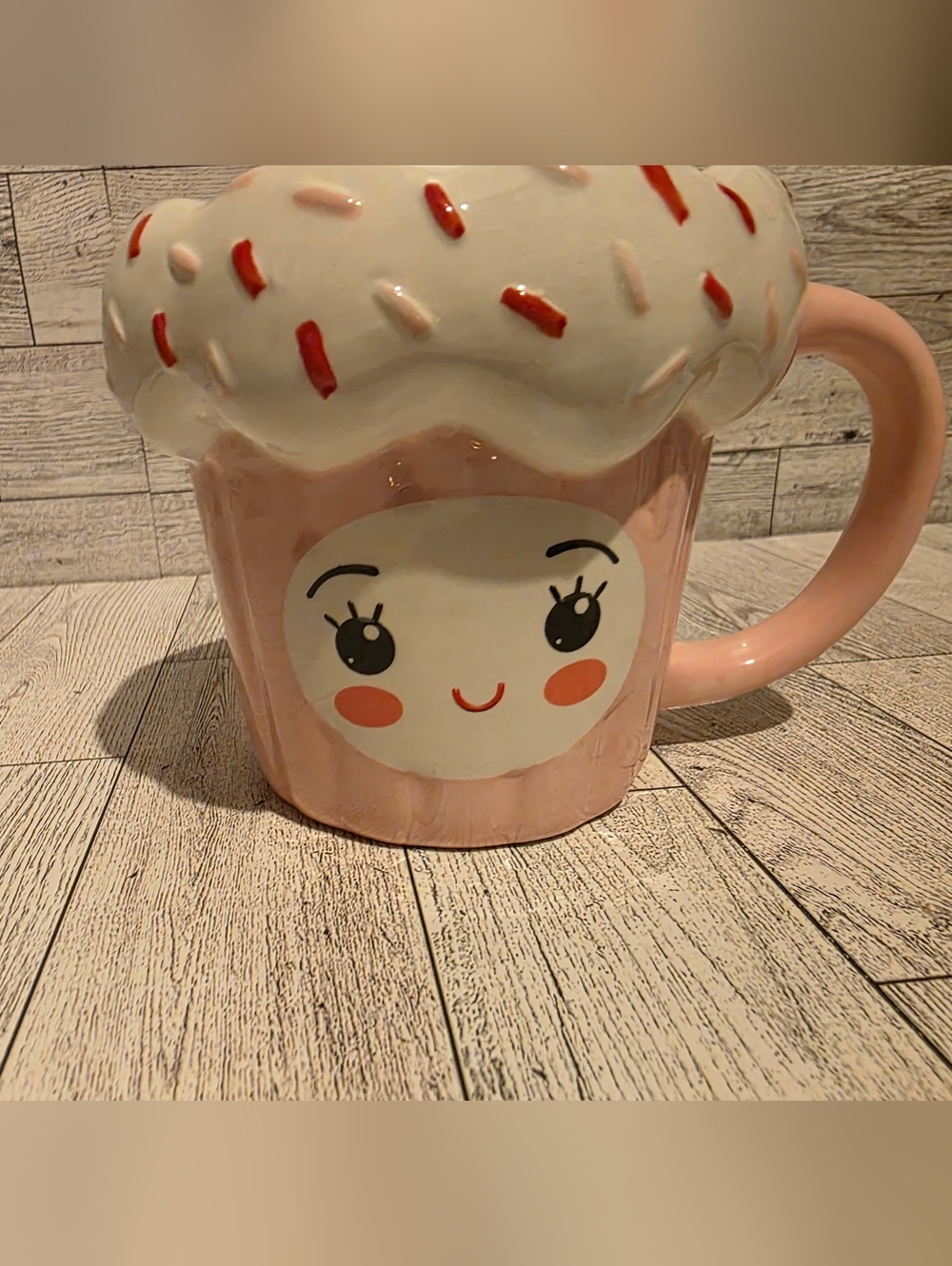 Cute Pink Cupcake Mug with Frosting Lid